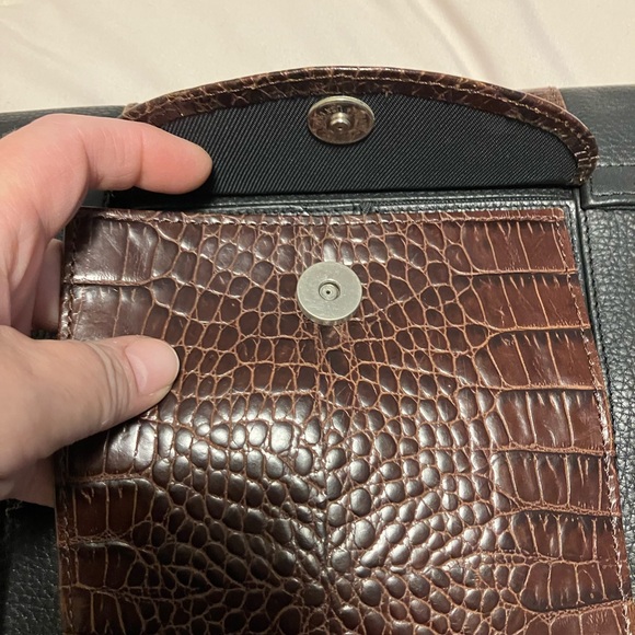 Brighton Black and Brown Croc-Embossed Laptop Bag - Picture 14 of 16